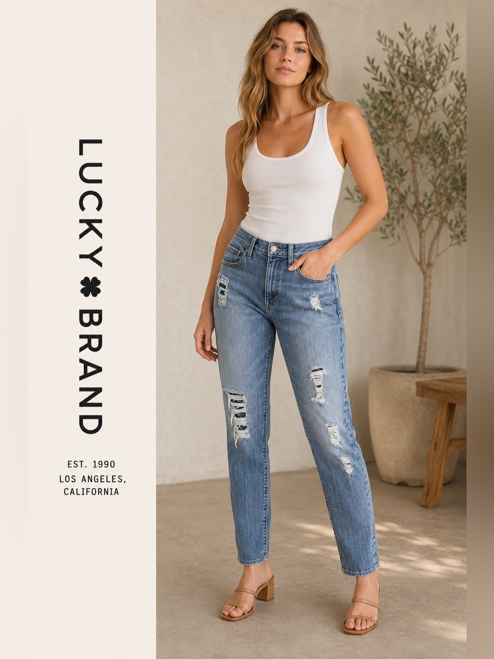 Lucky Brand Distressed Skinny Ankle Jeans Light Wash Blue Size 4